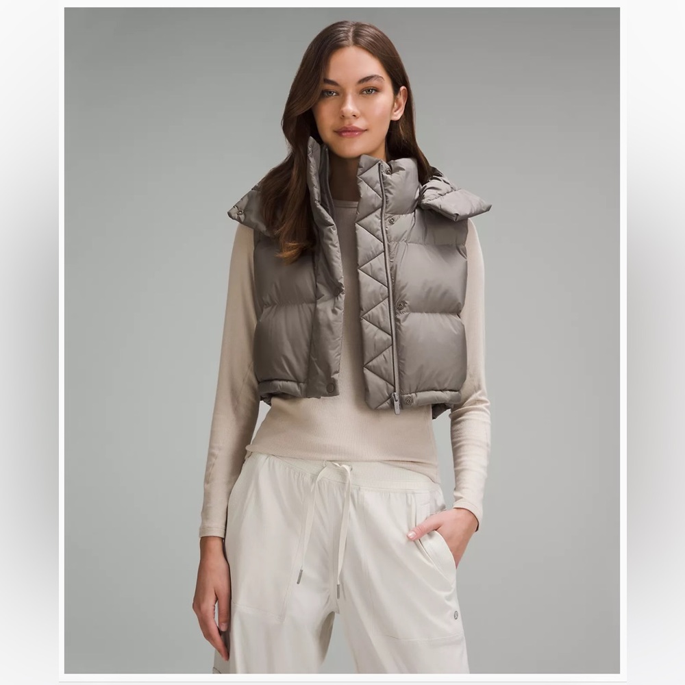 lululemon athletica Cropped Puffer Vest in Taupe